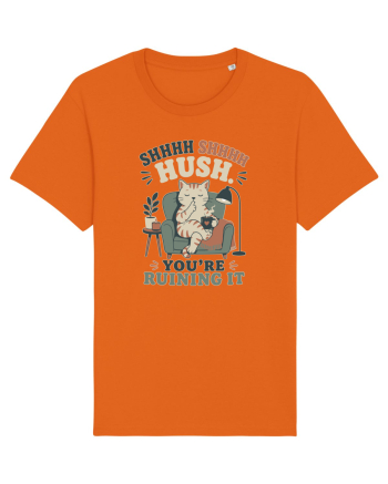 Funny Orange Cat and Coffee Humor for Introverts and Quiet Morning Lovers Bright Orange