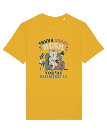 Funny Orange Cat and Coffee Humor for Introverts and Quiet Morning Lovers Spectra Yellow