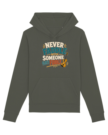 Nu te juca cu vioara. Funny Fiddle Player Design for Bluegrass Folk  Khaki
