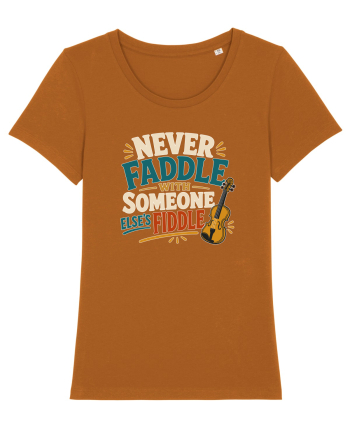 Nu te juca cu vioara. Funny Fiddle Player Design for Bluegrass Folk  Roasted Orange
