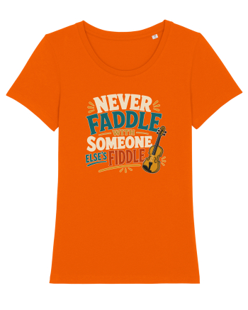 Nu te juca cu vioara. Funny Fiddle Player Design for Bluegrass Folk  Bright Orange