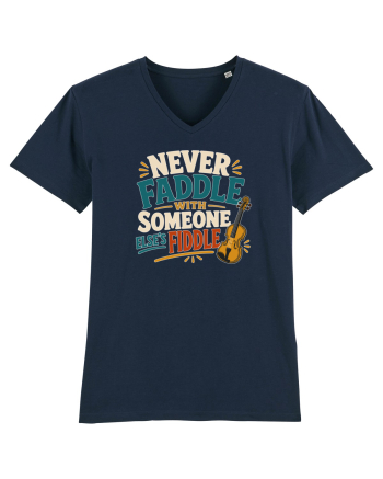 Nu te juca cu vioara. Funny Fiddle Player Design for Bluegrass Folk  French Navy