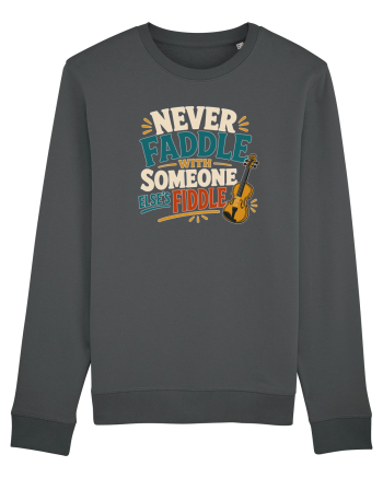 Nu te juca cu vioara. Funny Fiddle Player Design for Bluegrass Folk  Anthracite