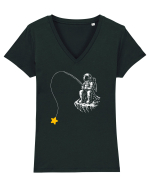 Astronaut Fishing For A Star – Pescuind Printre Stele Tricou mânecă scurtă guler V Damă Evoker