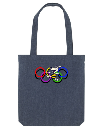 Playful Dog and Colorful Rings – Fun Cartoon Design Midnight Blue