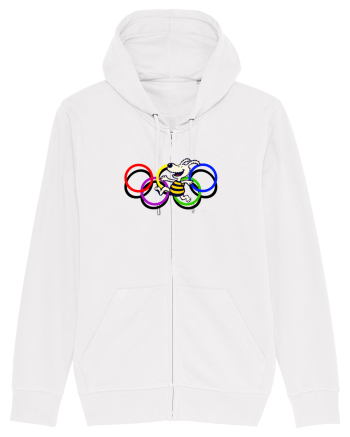 Playful Dog and Colorful Rings – Fun Cartoon Design White