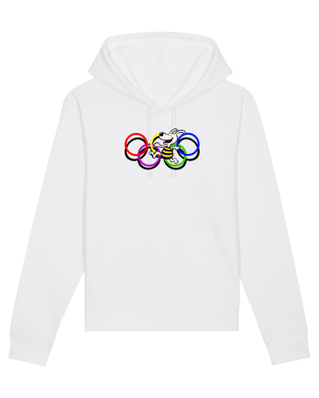 Playful Dog and Colorful Rings – Fun Cartoon Design White