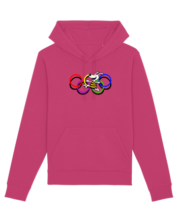 Playful Dog and Colorful Rings – Fun Cartoon Design Raspberry