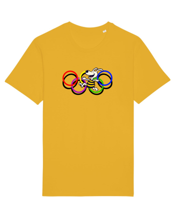 Playful Dog and Colorful Rings – Fun Cartoon Design Spectra Yellow