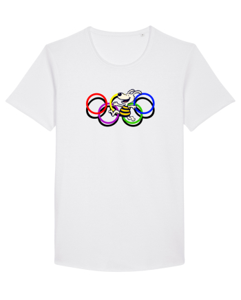 Playful Dog and Colorful Rings – Fun Cartoon Design White