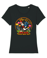 Why Fit In? Read Your Way Out – Book Lover Design Tricou mânecă scurtă guler larg fitted Damă Expresser