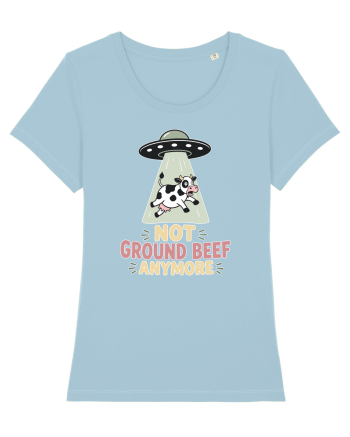 UFO si Vacile. Not Ground Beef Anymore UFO Cow Alien Abduction Funny Farm Sky Blue