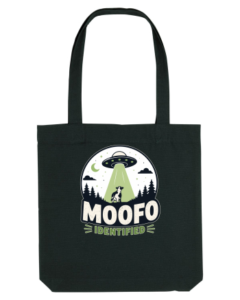 Moofo Identified Funny UFO Cow Alien Abduction Retro Sci Fi Humor Black