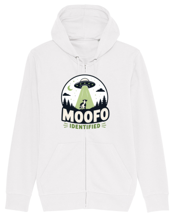 Moofo Identified Funny UFO Cow Alien Abduction Retro Sci Fi Humor White