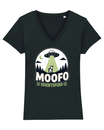 Moofo Identified Funny UFO Cow Alien Abduction Retro Sci Fi Humor Black