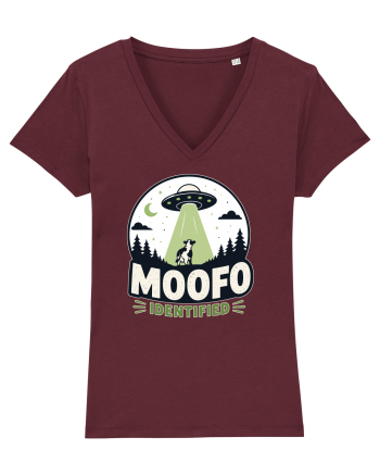 Moofo Identified Funny UFO Cow Alien Abduction Retro Sci Fi Humor Burgundy
