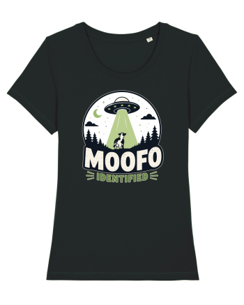 Moofo Identified Funny UFO Cow Alien Abduction Retro Sci Fi Humor Black