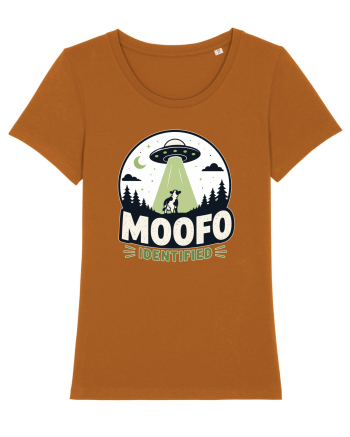 Moofo Identified Funny UFO Cow Alien Abduction Retro Sci Fi Humor Roasted Orange