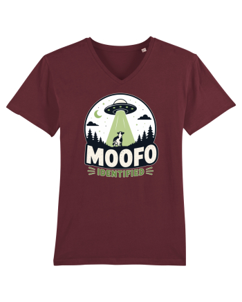 Moofo Identified Funny UFO Cow Alien Abduction Retro Sci Fi Humor Burgundy
