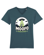 Moofo Identified Funny UFO Cow Alien Abduction Retro Sci Fi Humor Tricou mânecă scurtă guler V Bărbat Presenter
