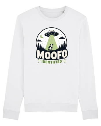 Moofo Identified Funny UFO Cow Alien Abduction Retro Sci Fi Humor White
