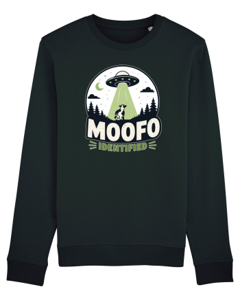 Moofo Identified Funny UFO Cow Alien Abduction Retro Sci Fi Humor Black