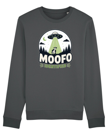 Moofo Identified Funny UFO Cow Alien Abduction Retro Sci Fi Humor Anthracite