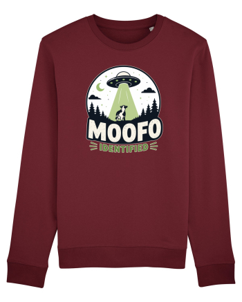 Moofo Identified Funny UFO Cow Alien Abduction Retro Sci Fi Humor Burgundy