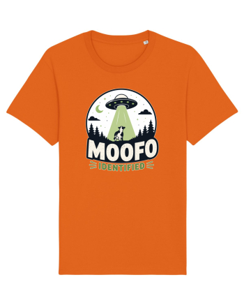 Moofo Identified Funny UFO Cow Alien Abduction Retro Sci Fi Humor Bright Orange