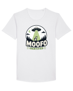 Moofo Identified Funny UFO Cow Alien Abduction Retro Sci Fi Humor Tricou mânecă scurtă guler larg Bărbat Skater