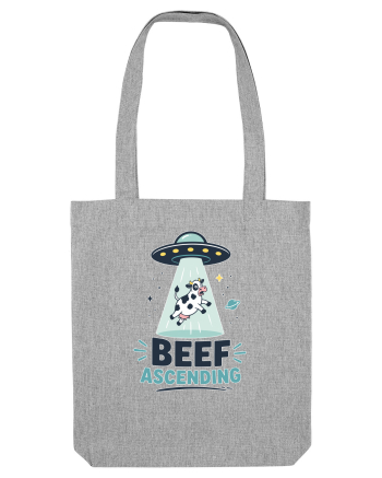 Beef Ascending Funny UFO Cow Alien Abduction Retro Sci Fi Humor Heather Grey