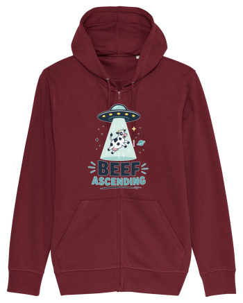 Beef Ascending Funny UFO Cow Alien Abduction Retro Sci Fi Humor Burgundy
