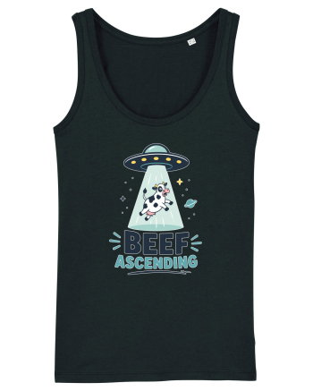 Beef Ascending Funny UFO Cow Alien Abduction Retro Sci Fi Humor Black