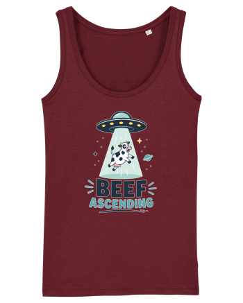 Beef Ascending Funny UFO Cow Alien Abduction Retro Sci Fi Humor Burgundy