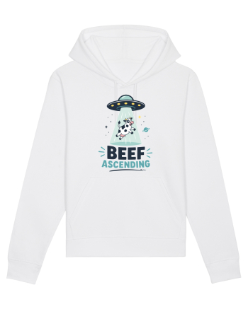 Beef Ascending Funny UFO Cow Alien Abduction Retro Sci Fi Humor White