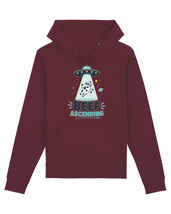 Beef Ascending Funny UFO Cow Alien Abduction Retro Sci Fi Humor Burgundy