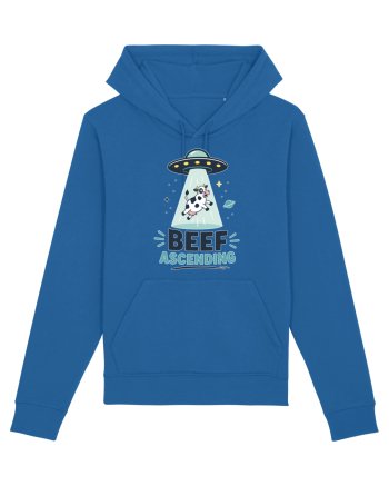 Beef Ascending Funny UFO Cow Alien Abduction Retro Sci Fi Humor Royal Blue