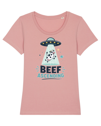Beef Ascending Funny UFO Cow Alien Abduction Retro Sci Fi Humor Canyon Pink