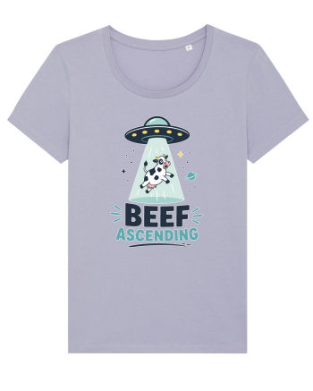 Beef Ascending Funny UFO Cow Alien Abduction Retro Sci Fi Humor Lavender