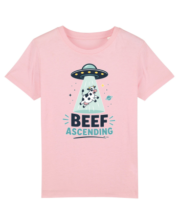Beef Ascending Funny UFO Cow Alien Abduction Retro Sci Fi Humor Cotton Pink