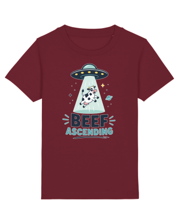 Beef Ascending Funny UFO Cow Alien Abduction Retro Sci Fi Humor Burgundy