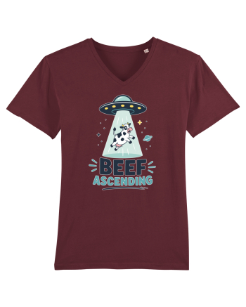Beef Ascending Funny UFO Cow Alien Abduction Retro Sci Fi Humor Burgundy