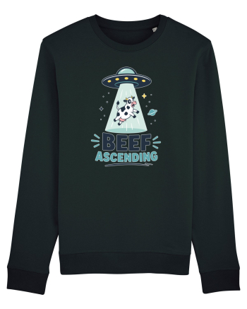 Beef Ascending Funny UFO Cow Alien Abduction Retro Sci Fi Humor Black
