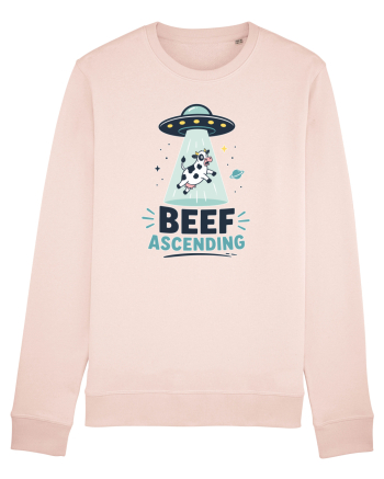 Beef Ascending Funny UFO Cow Alien Abduction Retro Sci Fi Humor Candy Pink