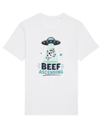 Beef Ascending Funny UFO Cow Alien Abduction Retro Sci Fi Humor Tricou mânecă scurtă Unisex Rocker