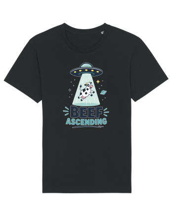 Beef Ascending Funny UFO Cow Alien Abduction Retro Sci Fi Humor Black
