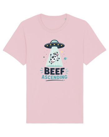 Beef Ascending Funny UFO Cow Alien Abduction Retro Sci Fi Humor Cotton Pink