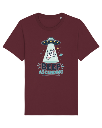 Beef Ascending Funny UFO Cow Alien Abduction Retro Sci Fi Humor Burgundy