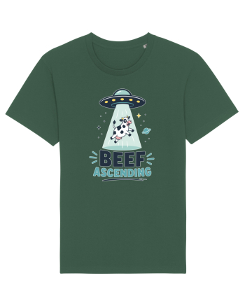 Beef Ascending Funny UFO Cow Alien Abduction Retro Sci Fi Humor Bottle Green