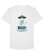 Beef Ascending Funny UFO Cow Alien Abduction Retro Sci Fi Humor Tricou mânecă scurtă guler larg Bărbat Skater